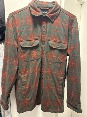 Bonobos Men's Large Green/Brown Plaid Flannel Shacket